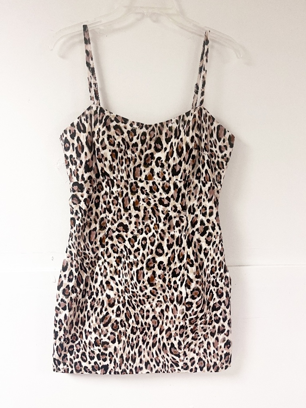 Avec Les Filles Cotton Mini Dress Women's Size 12 Leopard Print NWT
